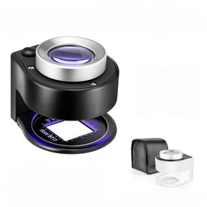 Büyüteç 60X büyüteç büyüteç USB şarj edilebilir büyütülebilir büyütülebilir cama optik cam lens lensi, para pulları için 6 LED UV ışıkları