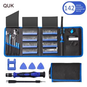 Schroevendraaier QUK Set di cacciaviti di precisione 142 in 1 Punte per viti di precisione Torx magnetico esagonale Multiutensile portatile Kit di strumenti di riparazione per PC per telefoni cellulari