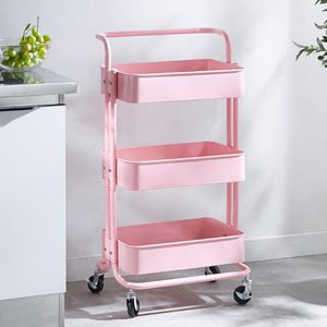 Organization Multiscene Use 3 Tier Rolling Utility Storage Cart 3 Layer Storage Holder Rack With 4 Wheels For Household