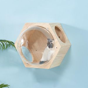 Scratchers Wallmontered Wood Cat House Bed Cat Tree Tower Space Capsel Cat Climbing Frame Kattunge Toy Climbing Ladder Pet Scratch Furniture