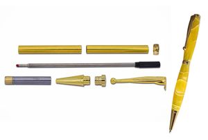 7mm Slimline Wookturning Kits de caneta de ouro, prata, metal gunmetal, rosa-rosa multifinishishis blank self assembly