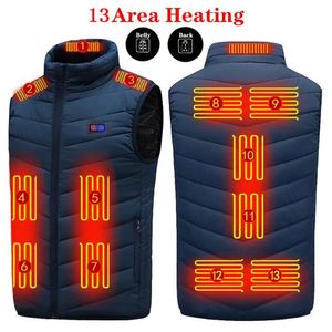 Men's Vests 13 Areas Heated Vest Men Jacket Winter Women's Electric USB Heater Thermal Vest Body Warmer Coat Washable Heating Warm Clothes 231128