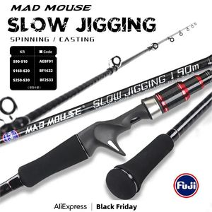 Boat Fishing Rods MADMOUSE slow jigging rod Japan fuji parts 19M 12kgs lure weight 60150g pe0825 boat spinningcasting Ocean Rod 231129