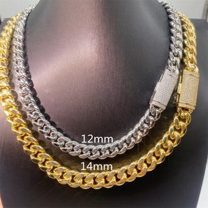 Chokers COSFIX All Cuban Hip Hop Necklace for Men 8 14mm Full Diamond with GRA Stainless Steel Boys Girls Chain 231129