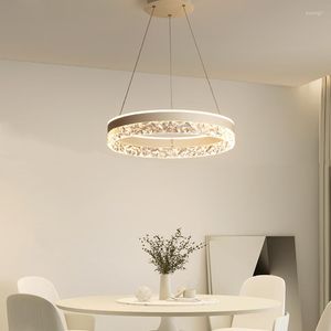 Lampade a sospensione Modern Round Ring Lampadario a led Lampada telecomandata per soggiorno Sala da pranzo Cucina Camera da letto Design nordico Lampade a sospensione