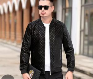 new top leather jacket PU soft leather men's autumn and winter leather jacket light business casual stand collar minimalist jacket