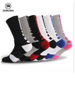 Basketballsocken Herren Professionelle Elite-Socken und Strümpfe für Outdoor-Sportarten Rutschfester, schweißabsorbierender und dickerer Handtuchboden Schwarz,