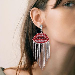 Dangle Earrings Big Mouth Red Lip Tassel Temperament Dinner Nightclub Cold Wind Gift Girlfriend