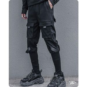 Byxor Skicka dekorativa sömmar falsk höftfunktion Fler fickor Stylist Haroun Pants Men's Two Feet