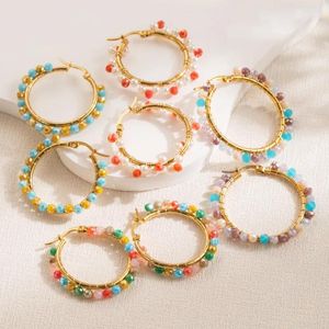 Dangle Earrings Rice Bead Circle Colour Originality Pearl Bohemia Hand Knitting Alloy Fashion Simple Beaded