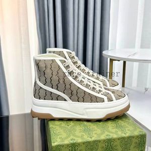 2023 Designer Mulheres Sapatos Casuais Itália 1977 High Top Sapatilhas Carta de Alta Qualidade Sneaker Bege e Ébano Canvas Interlocking Tennis Shoe Fabric Trims 05