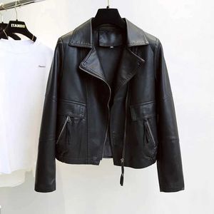 Frühling Herbst Vintage Faux Leder Jacke Frauen Braun Moto Biker Mäntel Casual Streetwear Zipper Pu Outwear