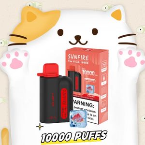 Frankrike grossist billiga vapes sunfire pro max 10000 puff 0% 2% 3% 5% engångsvapspenna luftflöde kontrollmaskspole 20 ml förhandsfylld pod 10k puffs 12k 15k Big Vapo Big Puff Puff