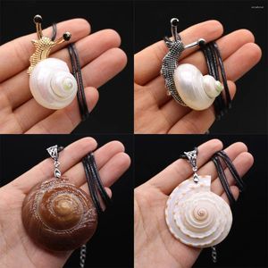 Colares Pingente 1 PCS Vintage Requintado Caracol Natural Shell Conch DIY Jóias Corda De Couro Colar Acessórios Presente Atacado