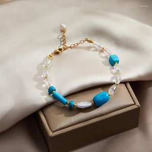 Braccialetti con ciondoli Bracciale con perle barocche naturali ovali di lusso Braccialetti con pietre di cristallo coreano per accessori di gioielli da donna