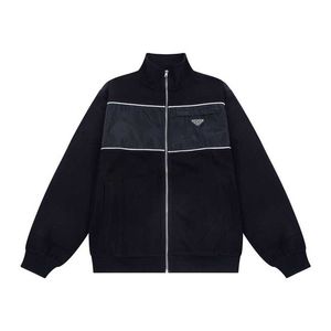 Men's Jackets The correct version of P family's year product patchwork fabric ribbon triangle logo loose men's and women's outerwear LJ37