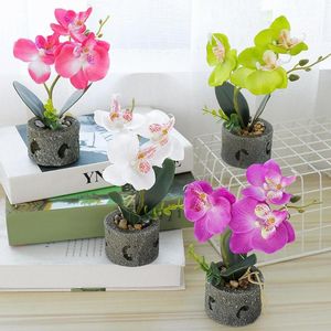 Dekoracyjne kwiaty wieńce sztuczny kwiat motyl orchidea garnek bonsai ogród ślub