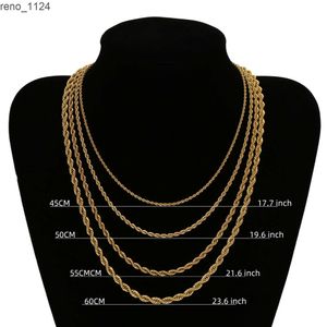 Partihandel 2mm 3mm 4mm 5mm Basic Twisted Chain Halsband Rostfritt stål Twist Rope Chain Halsband för kvinnliga män