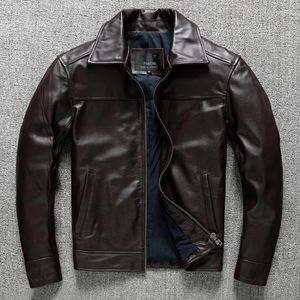 Men's Tracksuits Welfare Pure Head Layer Cowhide Leather Jacket Lapel Casual