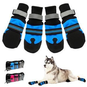 Ayakkabılar 4pcs su geçirmez kış evcil köpek ayakkabıları antislip kar evcil hayvan botları pençe koruyucu orta büyük köpekler için sıcak yansıtıcı labrador husky