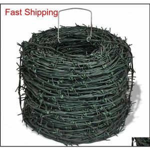 vidaxl barbed wire 328 '緑の鉄のバーブワイヤー庭パティオフェンシングワイヤーフェンスU4SX3301b