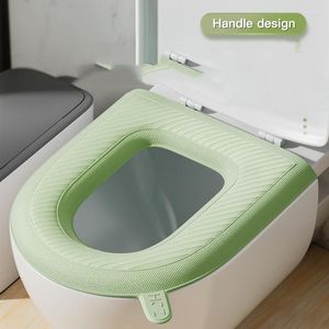 Toilet Seat Covers Cover For Winter Washable Pink Gray Blue Green Color Soft Foam Sticky Mat