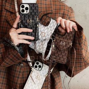 Capa de telefone de designer para iPhone 15 14 13 12 11 Pro Max Hi Quality Bolsa 18 17 16 15pro 14 Pro 13Pro 12pro X XS 7 8 Plus Caixas de cartão crosssbody de couro de marca de luxo com caixa de meninas