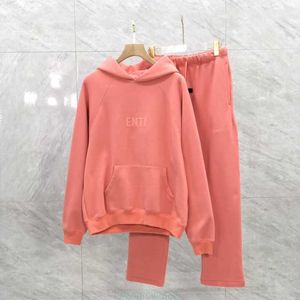 0dl6 Tute da uomo e da donna Essentialhoody Knit Set di tute gialle Designer di tute Tasche in pile Rilassate High Street Essentialhoodies