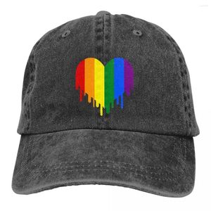 Ball Caps Heart Multicolor Hat Peaked Women's Cap Dripping Gay Pride Personalized Visor Protection Hats