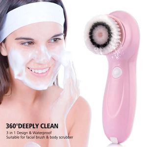 Rengöringsverktyg Tillbehör 3 I 1 Electric Mini Face Cleansing Brush Silicone Brush Deep Cleaning Pore Massager för ansiktshudvård Hemanvändning 231128