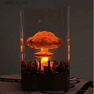 テーブルランプ透明生物樹脂テーブルライトクリークティブアート装飾ランプ爆発マッシュルームクラウドテーマナイトライトUSB充電YQ231129