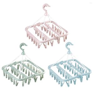Hangers 1PC Drying Hanger 32-Clip Rotatable Premium PP Plastic Foldable Socks Clip Clothes Home Storage Holder