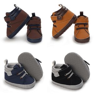 First Walkers Jungen-Babyschuhe, PU-High-Top-Sneaker, bequem, weiche Sohle, Mokassin, modisch, Pioneer Walker 231128