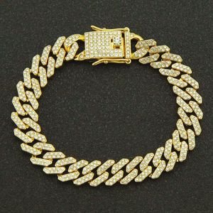 12 mm 7 8 9 Zoll Hip Hop Gold Silber Roségold Iced Out Miami Cuban Link Chain Armbänder2469