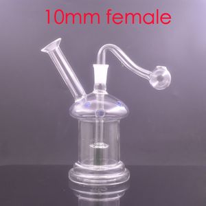 Großhandel 10mm weibliche Mini-Shisha Bunte Pilz-Perkolator-Wasserglas-Dab-Rig-Bongs mit Ölbrennerschale zum Rauchen