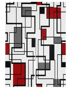 Curtain Abstract Geometry Squares Modern Art Black Red Japanese Door Curtains Partition Kitchen Doorway Drapes Cafe Restaurant Decor