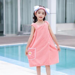 Towel Children's Coral Velvet Bath Skirt Absorbent Quick-Drying Sling Home Bathing Summer Can Wear A Bathrobe