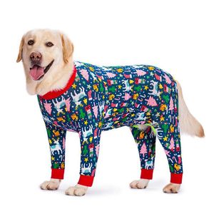 Strampler, vollständig bedeckend, für Mädchen und Jungen, Hunde-Pyjama, Einteiler, Weihnachts-Elch-Dinosaurier-Aufdruck, Hundeoverall, Bodysuit, Kleidung für kleine, mittelgroße und große große Hunde