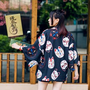 Ethnic Clothing Japanese Women Kimono Tops Shirt Loose Print Haori Yukata Cardigan Sexy Geisha Cosplay Costume Casual Streetwear Party