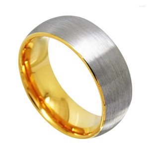Wedding Rings 8mm Width Gold Color Statement Tungsten Bands De Anillos For Men Silver Outside Matte Finished Comfort Fit 5-14