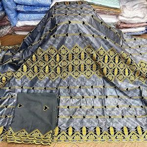 Tecido 5 + 2 jardas nova chegada tecido africano bazin riche brode com miçangas rendas bordadas com lenço vestido material nigeriano hl052401