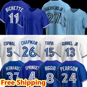 27 Vladimir Guerrero Jr. Maglia da baseball Daulton Varsho Matt Chapman Uomo Donna Alejandro Kirk Kevin Kiermaier Bo Bichette Cavan Biggio Whit Merrifield