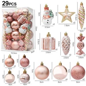 Christmas Decorations 2920Pcs Tree Balls Hanging Pendant Candy Cane Pine Cone Ornament Set Home Decoration 2024 Navidad Year 231128