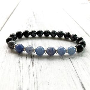 Strand Hige Quality Blue Aventurine Snowflake Obsidian Armband Wrist Mala Beads Protection Healing Fashion Yoga