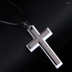 Pendant Necklaces TDQUEEN Cross Bib Collar Retro Vintage Metal Black Leather Cord Punk Jesus Men Necklace