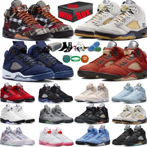 5 tênis de basquete para homens mulheres 5s xadrez artesanato Aqua Concord UNC Green Bean Racer Blue Bird Metálico Raging Fire Red We The Best Sail Muslin Fire Red Sports Sneakers