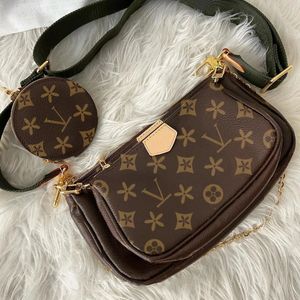 10a luksurys Designer Multi Pochette Akcesoria na ramiona torba dla kobiet mężczyzn Brązowy kwiat wytłoczona torebka 3 -częściowy zestaw crossbody Tote Messenger Straps Torebka sprzęgła