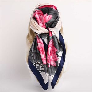 Sarven Luxury Brand Beach Stoles Stoles Silk Square Scarf Женщины атласная повязка на оболочку шаль.