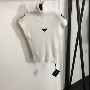 Damenmode, sexy, ärmellose Strickpullover, Luxus-Designer-Wollpullover, Hemden, Stehkragen, weicher, dehnbarer Pullover, Damenkleidung