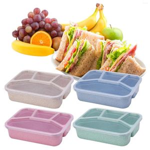 Ta ut containrar bento box vuxen lunch container för återanvändbar 4 fack plast uppdelade matlagringslådor förband